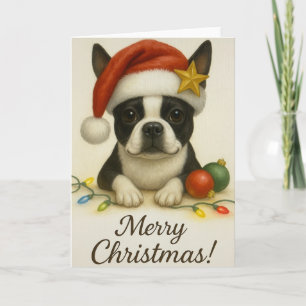 Tarjeta de Navidad de Boston Terrier – Cachorro co