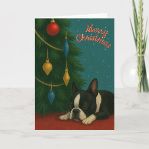 Tarjeta de Navidad de Boston Terrier – Cachorro Du