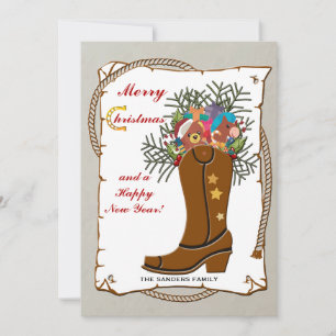 Tarjeta de Navidad de Bota Western