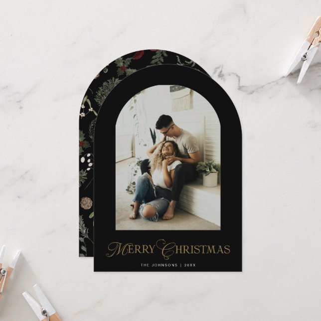 Tarjeta de Navidad de Botánica Arco Foto (Anverso/Reverso In Situ)