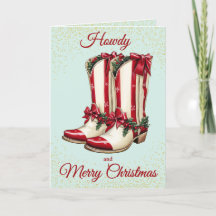 Tarjeta de Navidad de Botas de Vaquero Rojas Brill
