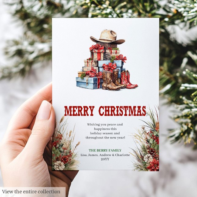Tarjeta de Navidad de botas de vaquero rústica (Cowboy boots Christmas greeting card rustic

)