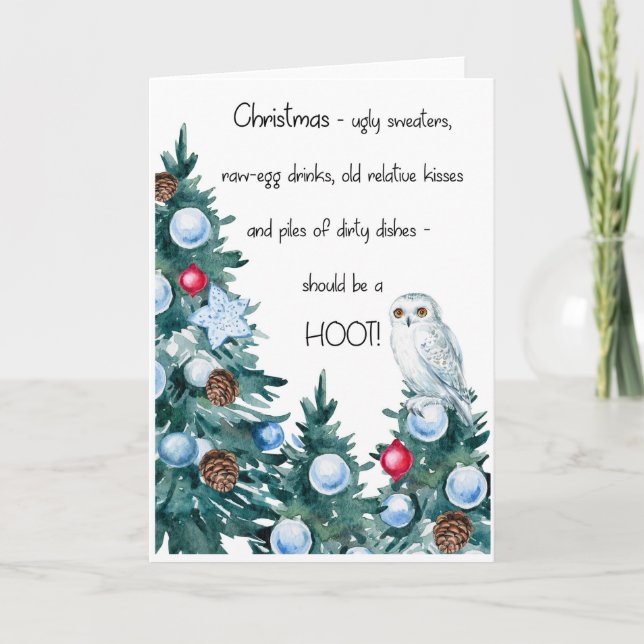 Tarjeta de Navidad de búho (Anverso)