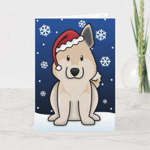 Tarjeta de Navidad de Buhund del noruego de Kawaii