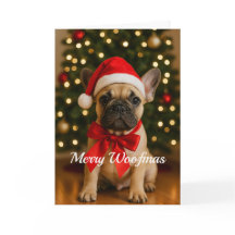 Tarjeta de Navidad de Bulldog Francés Feliz Woofma