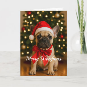 Tarjeta de Navidad de Bulldog Francés Feliz Woofma