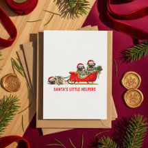 Tarjeta de Navidad de Bulldog Francés Santa Trineo