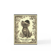 Tarjeta de Navidad de Bulldog Francés Vintage con
