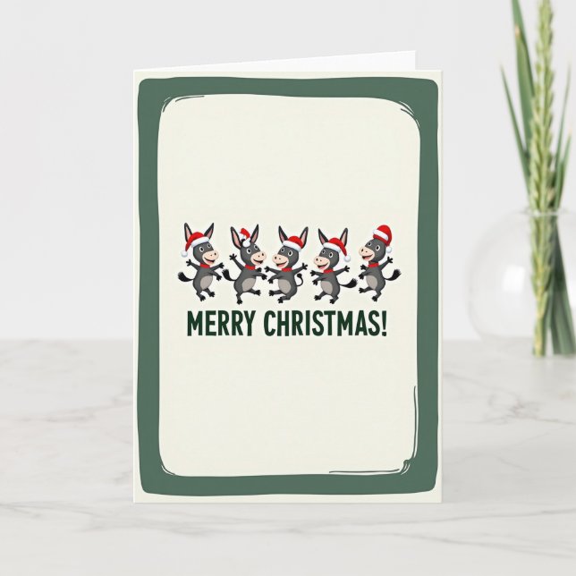 Tarjeta de Navidad de Burro Alegre (Anverso)