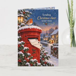 Tarjeta de Navidad de Buzón de Robin Nevado