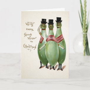 Tarjeta de Navidad de caballeros de botella de sod