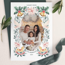 Tarjeta de Navidad de Caballo de Balanza Botánico 