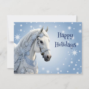 Tarjeta de Navidad de Caballo de Fiesta de Copos d