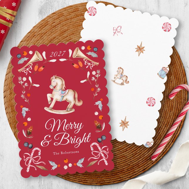 Tarjeta de Navidad de Caballo de Madera Vintage (Subido por el creador)
