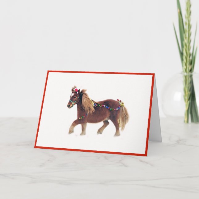 Tarjeta de Navidad de caballo en miniatura (Anverso)