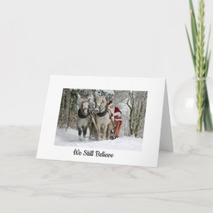 Tarjeta de Navidad de caballo y trineo de Santa