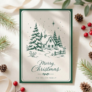 Tarjeta de Navidad de Cabaña Acogedora en Bosque I