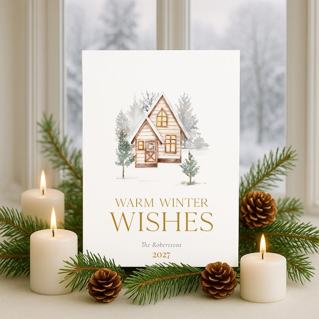 Tarjeta de Navidad de Cabaña Deseos de Invierno Cá (Subido por el creador)