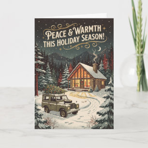 Tarjeta de Navidad de Cabaña Escocesa Paz y Calor