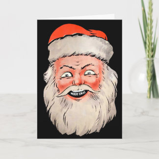 Tarjeta de Navidad de Cabeza de Santa Retro