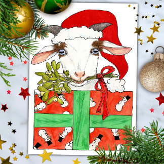 Tarjeta de Navidad de cabra por Nicole Janes