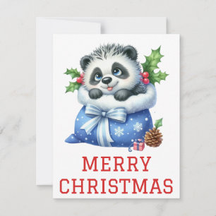 Tarjeta de Navidad de Cachorro de Oso Panda Adorab