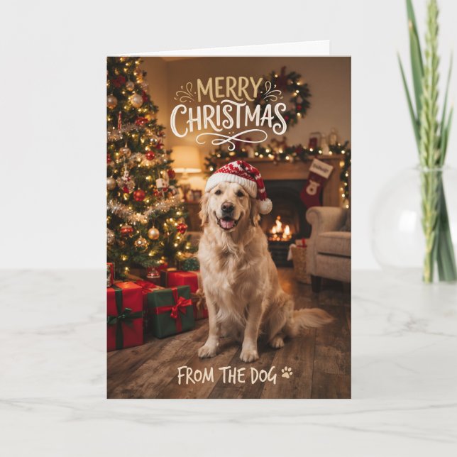 Tarjeta de Navidad de Cachorro del Perro (Anverso)