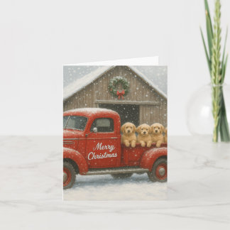 Tarjeta de Navidad de Cachorros Golden Retriever e
