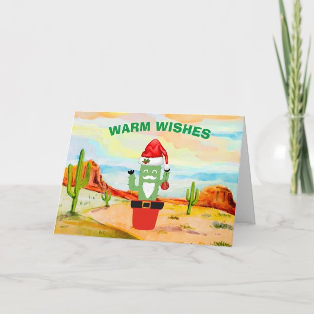 Tarjeta de Navidad de Cactus del Suroeste (Anverso)
