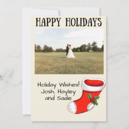 Tarjeta de Navidad de calcetín de vacaciones