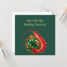 Tarjeta de Navidad de Camarones Brillantes