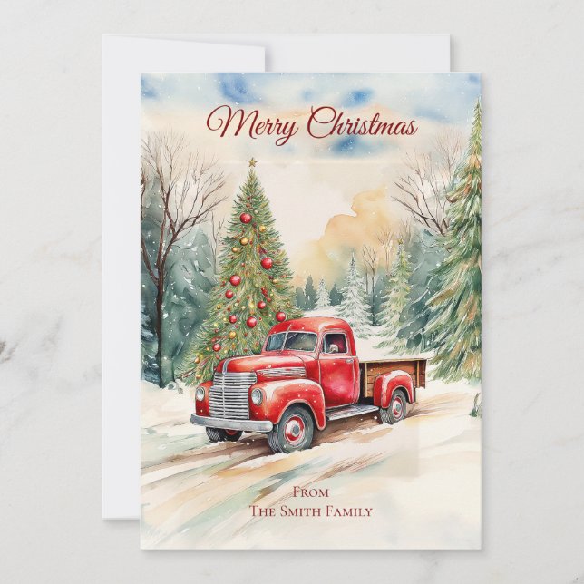 Tarjeta de Navidad de Camión Rojo (Anverso)