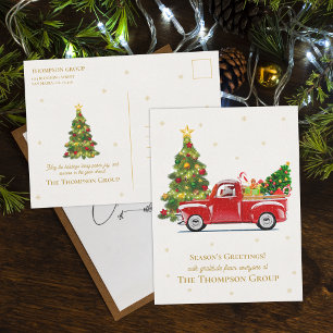 Tarjeta de Navidad de Camión Rojo Antiguo de Empre