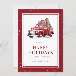 Tarjeta de Navidad de Camión Rojo Árbol de Navidad