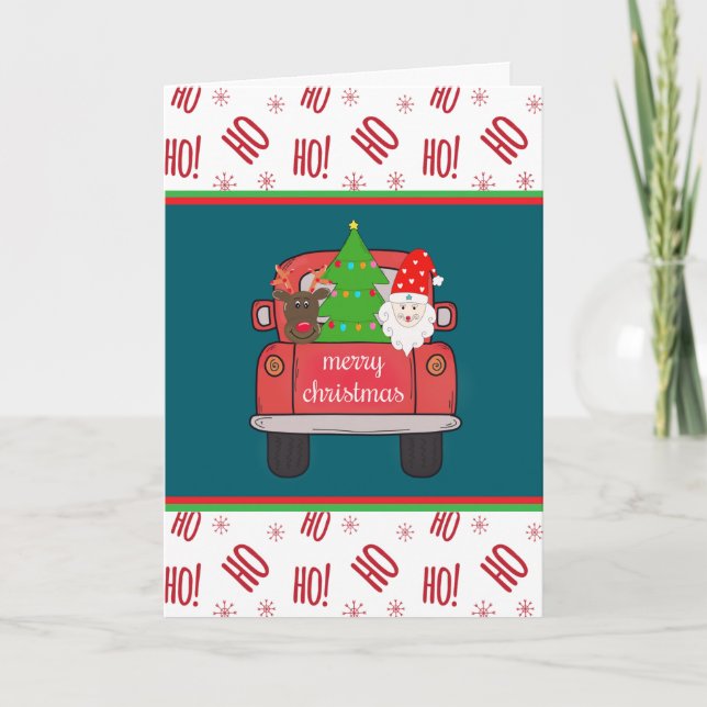 Tarjeta de Navidad de Camioneta Roja de Granja Ant (Anverso)