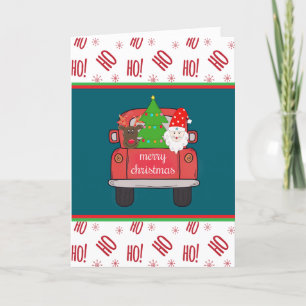 Tarjeta de Navidad de Camioneta Roja de Granja Vin