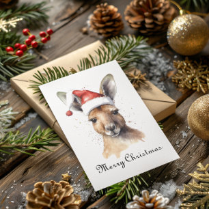 Tarjeta de Navidad de Canguro con Sombrero de Papá