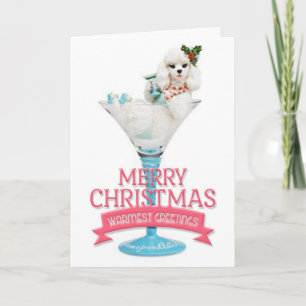 Tarjeta de Navidad de Caniche en Copa de Vino