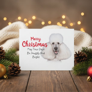 Tarjeta de Navidad de Caniche Estándar Blanco
