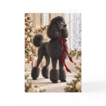 Tarjeta de Navidad de Caniche Estándar Negro Elega