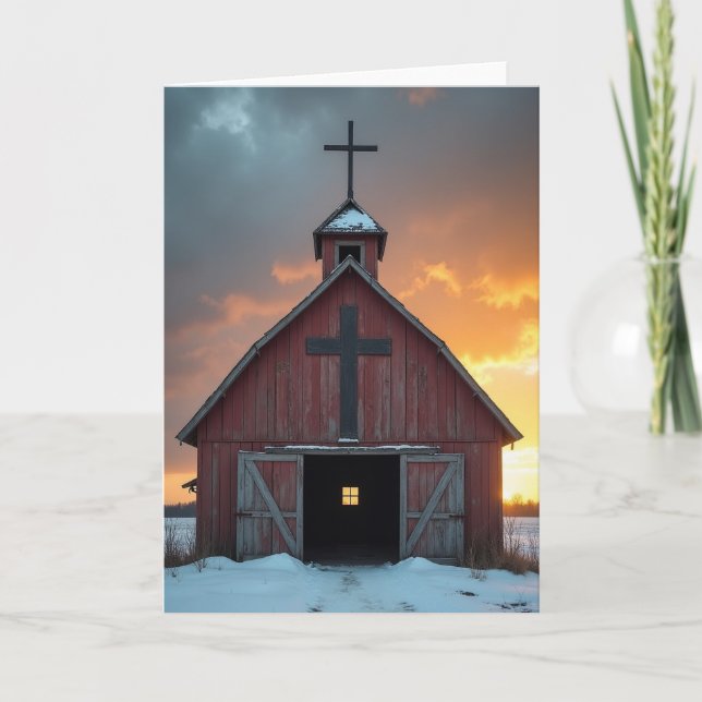 Tarjeta de Navidad de Capilla Rústica (Anverso)