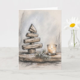 Tarjeta de Navidad de Carbón y Madera Flotante