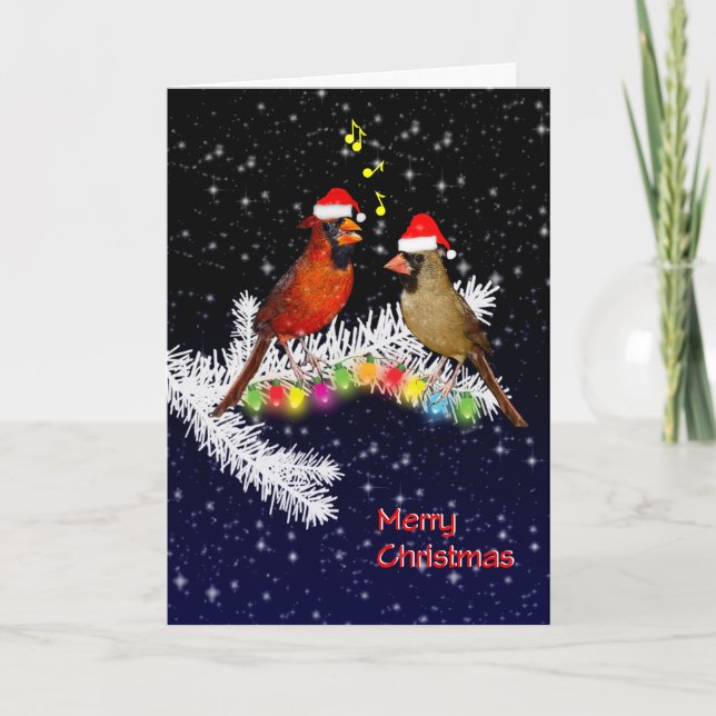 Tarjeta de Navidad de Cardenal (ingresa tu propio  (Anverso)