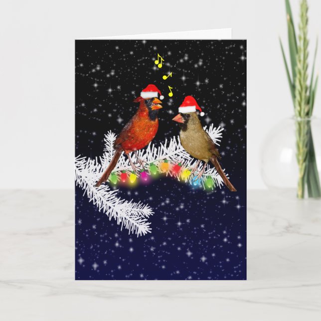 Tarjeta de Navidad de Cardenal (ingrese su propio  (Anverso)
