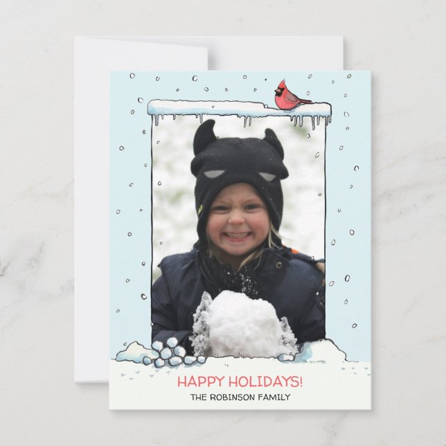 Tarjeta de Navidad de Cardenal rojo, Tarjeta de va (Anverso)