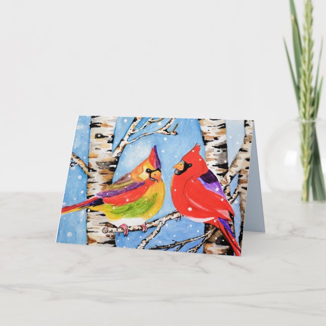 Tarjeta de Navidad de Cardenales de Navidad (Anverso)