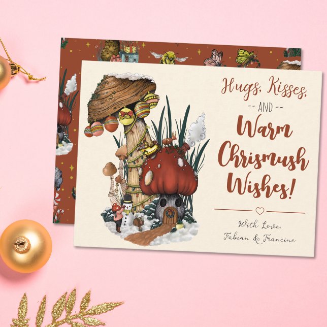 Tarjeta de Navidad de Casa de Hongo Rojo Adorable (Subido por el creador)
