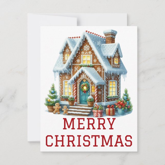 Tarjeta de Navidad de Casa de Pan de Jengibre (Anverso)