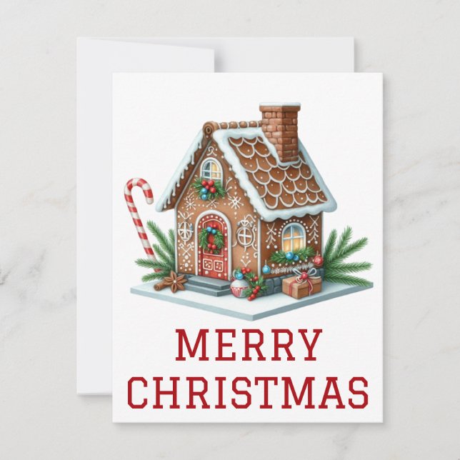 Tarjeta de Navidad de Casa de Pan de Jengibre (Anverso)