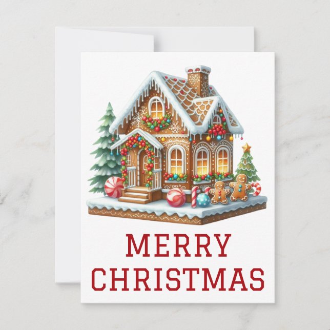 Tarjeta de Navidad de Casa de Pan de Jengibre (Anverso)